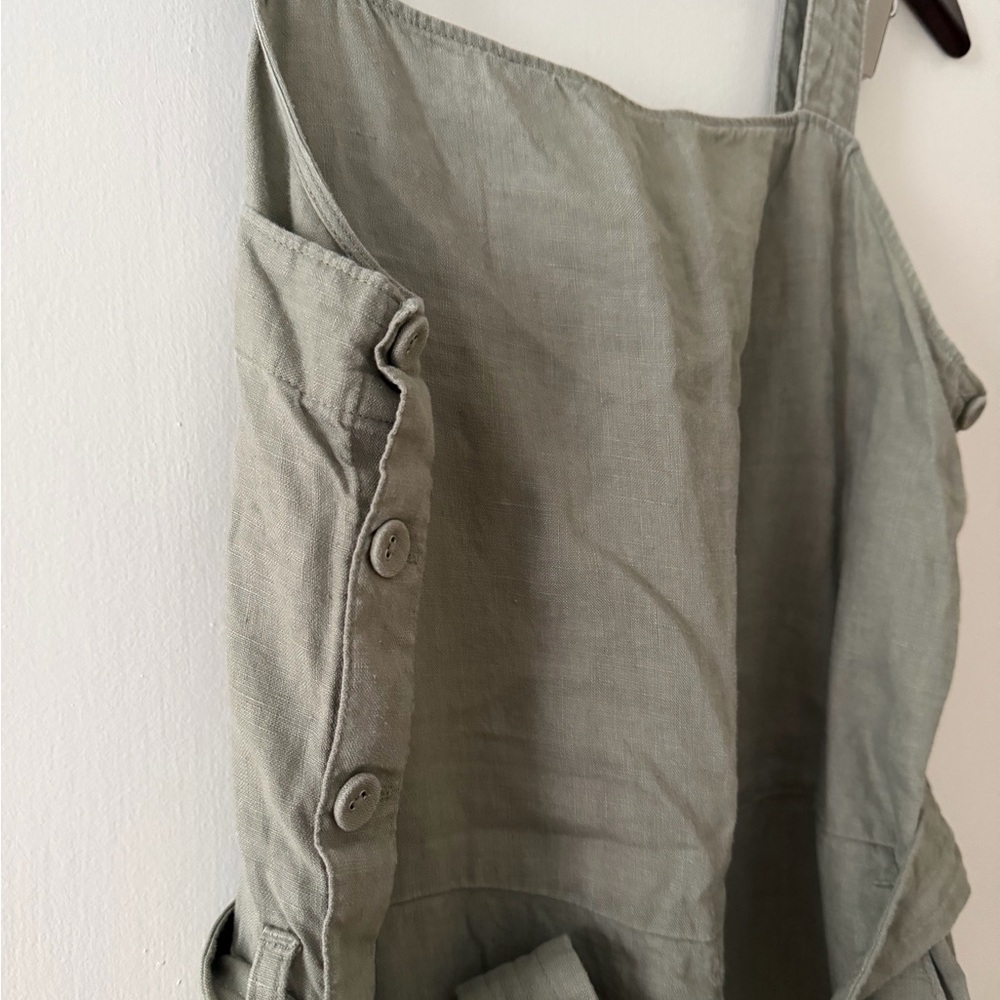 Everlane The Linen Side Button Jumpsuit Size 6 Sage Green - Picture 5 of 7